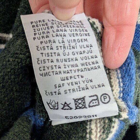 Paul Kehl Lambswool Stripe Sweater Mens Size XL Green 1/4 Zip Mock Neck Pullover - Picture 5 of 9